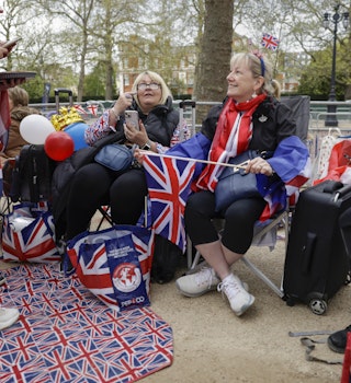 LONDON, ENGLAND - MAY 05: Royal enthusiasts are seen camped on The Mall as preparations continue for The Coronation on May 05, 2023 in London, England. The Coronation of King Charles III and The Queen Consort will take place on May 6, part of a three-day celebration. (Photo by Jeff J Mitchell/Getty Images)
1487695009