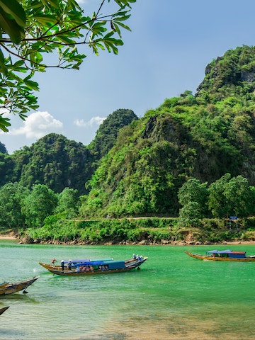 Boats at Phong Nha Ke Bang National Park.
