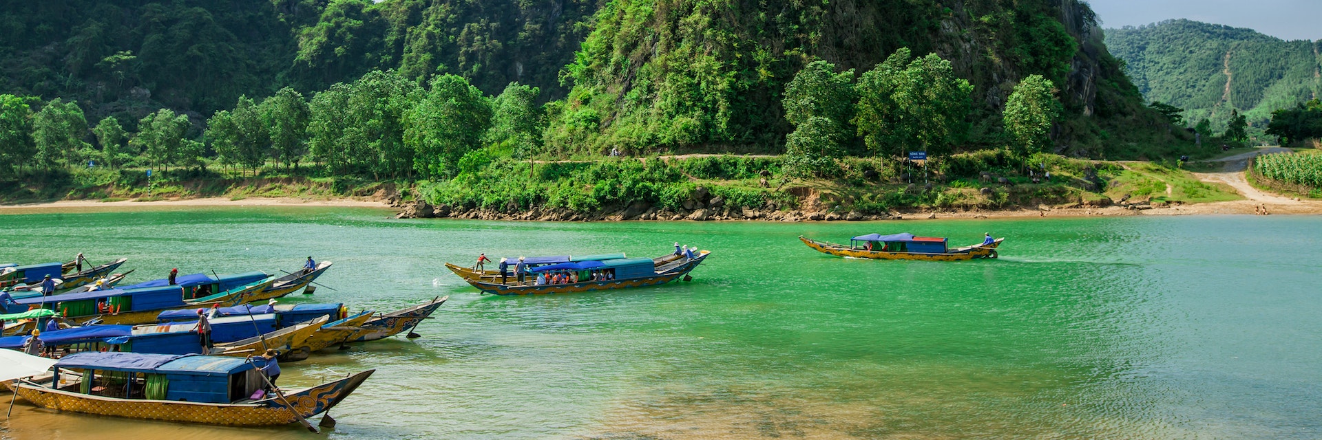 Boats at Phong Nha Ke Bang National Park.
